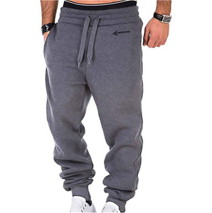 Daizen Star Men's Gray Cotton Sweatpants Elastic Waist Drawstring Casual Joggers Letter Decoration Side Pockets Midweight - Product Image 3