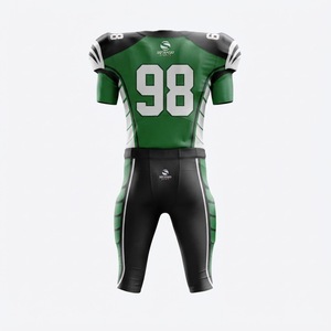Green Black American Football <b>Padded</b> Jersey and <b>Pants</b> Set Team Uniform with Player Plus Size Number Sublimated Sportswear - Product Image 3