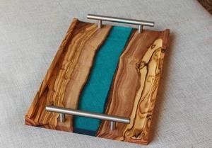 Bandeja de Servir de Lujo de Madera y Resina con Diseño Artístico de Río para Decoración Moderna del Hogar, Artesanía Hecha a Mano y Venta al por Mayor para Exportación - Product Image 3