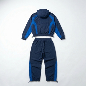 Navy & Royal Blue Two Piece Tracksuit Hooded <b>Zip</b> Jacket + Drawcord Jogger| Lightweight Sport-Utility Set for OEM / Private Label - Product Image 2