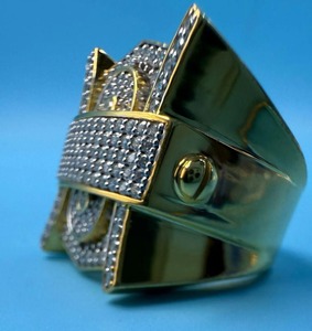 Anillo de Moissanita con Acabado en Oro Amarillo Vintage sobre Plata 925, Joyería Hip Hop, Anillos de Diamantes de Corte Redondo con Claridad VVS - Product Image 3