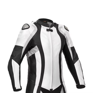 Nouvelle combinaison de course moto en cuir une pièce pour homme, avec protection CE, coupe-vent, imperméable, vêtements de sport moto, blanc et noir - Product Image 5