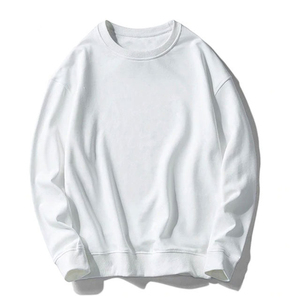 Sweat-shirt à col rond en molleton de coton uni, matériaux originaux, pull athlétique à manches longues extensible pour homme - Product Image 3