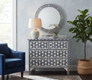 Modern 1-Drawer 1-Door Bone Inlay <b>Swing</b> Door Small Bedside Table Bohemian Style Custom Color Durable <b>Bedroom</b> Decor Living Rooms - Product Image 4