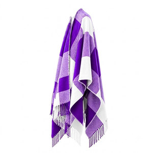 NCNW Sorority Women’s <b>Purple</b> & White Checkered Cape Shawl <b>Cardigan</b> Casual 100% Acrylic Winter Warm Daily Wear women's Scarf - Product Image 2