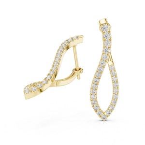 Boucles d'oreilles pendantes de luxe en or 18 carats plaqué or avec diamants de laboratoire et pierres étincelantes pour femmes, pour les fêtes et les mariages - Product Image 2