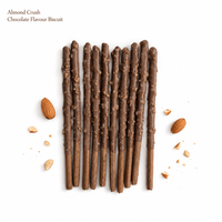 Bâtonnets de biscuits enrobés de chocolat avec amandes concassées, 40g, boîte de vente au détail, collation croustillante aux noix, emballage personnalisé en gros, OEM ODM