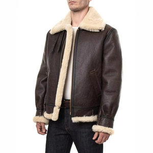Veste Bomber en Cuir et Fourrure de Mouton pour Homme, Style Aviateur, en Peau de Mouton, Prix de Gros - Product Image 4