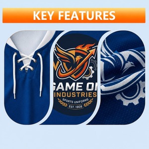 Tissu en maille 100% polyester pour vêtements, impression par sublimation avec logo personnalisé, séchage rapide, respirant, respectueux de l'environnement, maillots de hockey sur glace pour équipe - Product Image 3