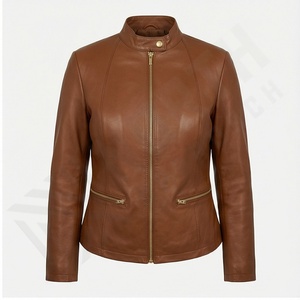 Venta al por mayor mejor calidad Sheep Nappa mujeres moda chaquetas de cuero tamaño personalizado Original moda chaqueta de cuero personalizado señoras - Product Image 2