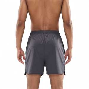 Shorts de course à séchage rapide pour hommes, gris uni, coupe ample, shorts de jogging athlétiques avec poches zippées, taille élastique - Product Image 2