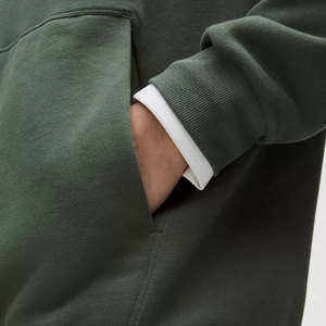Sweat-shirt à capuche surdimensionné pour homme en molleton uni, décontracté, pour l'automne, manches classiques, avec poches, 100 % coton tricoté - Product Image 6