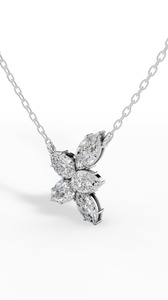Collier de luxe en or massif 18 carats avec diamant de laboratoire taille poire florale et taille marquise, incolore VVS, pour mariage, anniversaire, fête - Product Image 4
