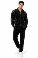 Ensemble de survêtement d'hiver en velours noir à capuche, imprimé animal sur le devant, avec strass, veste bomber zippée et pantalon de jogging pour la scène de danse