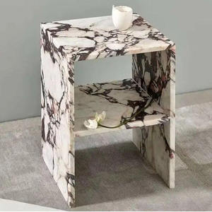 Luxury Calacatta Customized Modern Style Natural Viola Marble Side <b>Table</b> for Decorative Bedroom Hotel Interior Design - Product Image 5