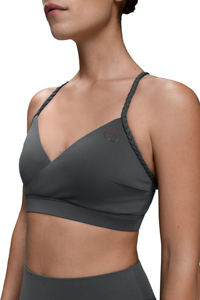 Soutien-gorge de sport gris foncé avec design dos croisé, soutien-gorge d'entraînement à maintien élevé - Product Image 3
