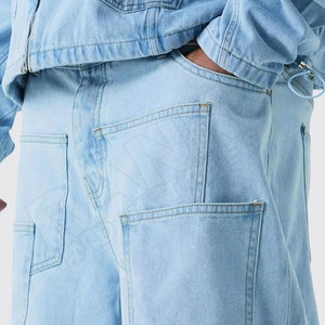 Pantalon en jean délavé pour homme, style streetwear, coupe droite, baggy, en coton. - Product Image 3