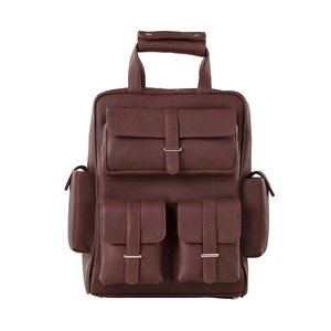 Unisex Personalized Brown Leather Roll Top <b>Backpack</b> Zipper Hasp Closure <b>Travel</b> Laptop <b>Bag</b> Fashion Waterproof Great - Product Image 1
