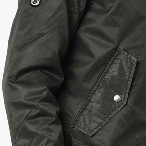 Blouson Bomber Homme Noir en Polyester/Coton Enduit avec Motifs Patchwork, Col Montant, Style Moto Biker, Vêtement d'Hiver, Logo Frontal - Product Image 4