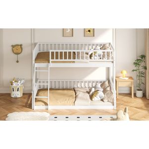 Lit superposé blanc XL complet avec échelle et barrières de sécurité pour dortoirs - Product Image 5