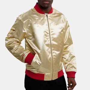 Chaqueta Varsity de Seda Satinada de Alta Calidad para Hombre, Cuello Alto, Color Sólido, con Colores Personalizados, Venta al Por Mayor - Product Image 4