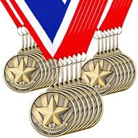 Médaille de trophée en métal ODM de 2 pouces avec ruban doré, logo personnalisé, vente en gros, promotionnelle, pour événements sportifs et compétitions