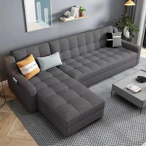 Canapé trois places en cuir PU extensible de style européen en forme de L, sans accoudoirs, pour appartement et hôtel - Product Image 3