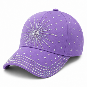 Gorra de Béisbol Unisex con Pedrería |   Gorra de Lona de Algodón Ajustable con Cristales Brillantes |   Gorro Deportivo Brillante de Moda |   Logotipo Personalizado Frontal - Product Image 3