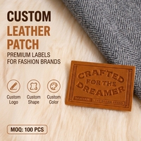 Étiquette circulaire en cuir microfibre personnalisée, estampée à chaud, marque PULOGO en relief, accessoires vestimentaires