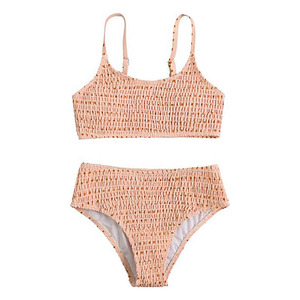Women <b>Crocheted</b> Mesh 2 Piece Bikini Set High Waist Bandeau Swimwear Green Dot Pattern Stretch Spandex Polyester Custom Service - Product Image 3