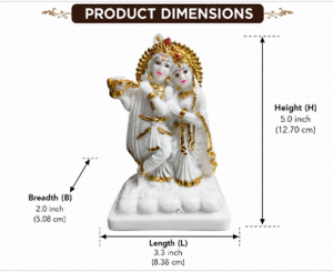 Estatua de Radha Krishna en Oro Blanco con Bansuri, 5 Pulgadas, Acabado en Polvo de Mármol, Murti Decorativa para Templo, Hogar, Oficina, Escritorio y Sala de Estar - Product Image 3