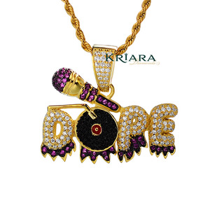 Pendentif en Moissanite Ronde Taille Brillant, Plaqué Or 18K, Argent 925, Breloque Lettre Thème Hip Hop, Unisexe, Usage Quotidien - Product Image 1