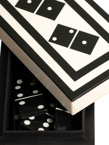 Ensemble de dominos en résine personnalisé avec boîte en résine, motif de dominos, décoration artistique pour la maison, design noir et blanc, forme rectangulaire - Product Image 3