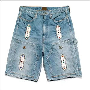 Pantalones Cortos de Mezclilla para Hombre, Lavados, Transpirables, Rectos, Azul Claro, Cómodos, Precio de Fábrica - Product Image 3