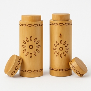 Bouteille d'eau bohème en bambou naturel, artisanale, jetable et écologique pour le bureau, le camping, la maison, les voyages et l'usage quotidien - Product Image 2