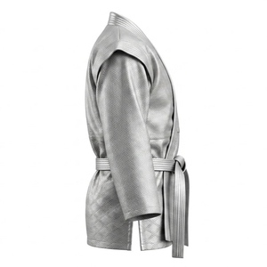 Chaqueta de Artes Marciales Gris Plateado Personalizada, Tejido de Algodón de Grano Grueso, Cintura Elástica, Alas de Hombro para Taekwondo, Cinturón a Juego, Deportes - Product Image 2