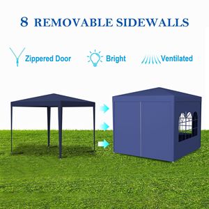 10 X 10 Blue Party <b>Tent</b> Outdoor Heavy Duty Wedding <b>Canopy</b> with 4 Removable Walls Pergola Gazebo Pavilion - Product Image 6