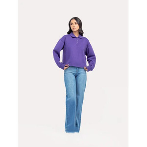 Pull en molleton tricoté pour femme, à manches longues, col à capuche, décontracté, court, couleur unie, respirant, hiver - Product Image 2
