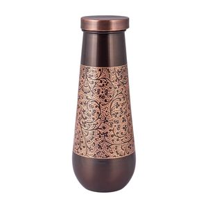 Botella de Agua de Cobre de Diseño con Grabado Floral Negro y Cobre, 1000 ML, a Prueba de Fugas, Botella Ayurvédica para Beber, Regalo Premium - Product Image 1