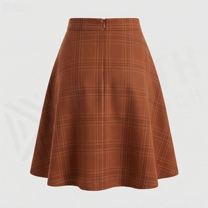 Women High Waist A-Line Plaid Wool Skirt Knee-Length Autumn Style Comfortable Woven Fabric - Product Image 2
