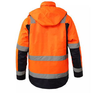 Econex Sports Men's Plus Size High Visibility Class 3 Safety Work Jacket CE Certified Cotton Reflective <b>Strips</b> - Product Image 4