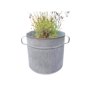 Maceta de Metal Galvanizado Oscuro con Asa, Hecha a Mano, Ecológica, Personalizada, Decoración de Jardín Interior y Exterior, Macetas para Flores - Product Image 2