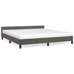 California <b>King</b> Velvet Upholstered <b>Bed</b> Frame Without <b>Mattress</b> Dark Gray - Product Image 2