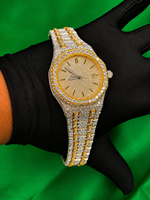 Reloj de Pulsera de Lujo para Hombre, Estilo Hip Hop, con Movimiento Automático, Chapado en Oro Rosa de Dos Tonos y Diamantes VVS