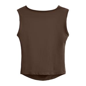 Camiseta sin mangas para mujer con cuello cuadrado, largo regular, lazo frontal asimétrico, estilo casual, holgada, oversize, lavado ácido, transpirable - Product Image 2