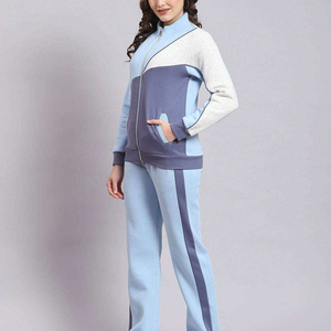 Women's <b>Cropped</b> Tracksuits Custom <b>Zip</b> <b>up</b> Jacket Split Hem Wide Leg Pants for Casual Sporty Daily Wear Tracksuits For Women - Product Image 6