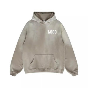 Sweat à capuche délavé pour homme en molleton de coton, coupe décontractée, style streetwear vintage, avec capuche ajustable - Product Image 1