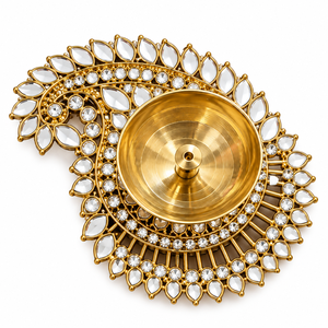 Brass <b>Mirror</b> Work Tealight Holder for Diwali Home Decor Festive Decoration <b>Table</b> Centerpiece Gift for Festivals and Celebrations - Product Image 6