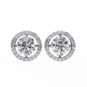 Luxury Round Cut E VS 1ct Each and Round Cut Lab Grown Diamond 14K Gold IGI Certified <b>Earring</b> <b>Tops</b> for Gift Party & Anniversary - Product Image 4