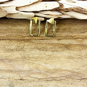 Unique New Design Geometric Triangle <b>Stud</b> <b>Earrings</b> Minimal Brass Jewelry <b>Mens</b> 18K Gold Plated Rectangle Dainty Wholesale OEM ODM - Product Image 5